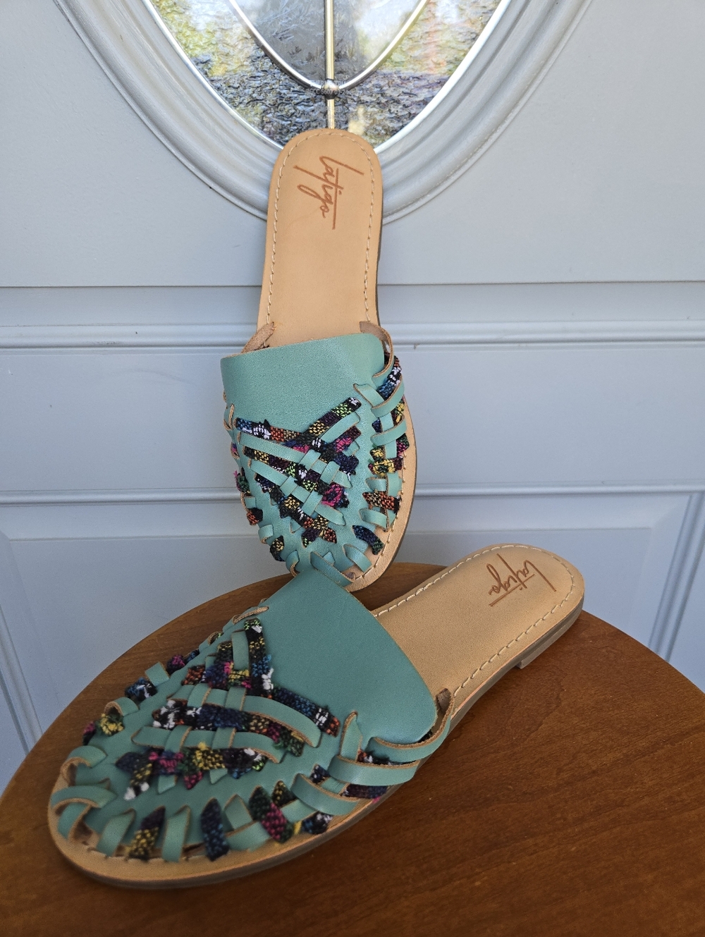 Latigo Hibiscus Leather Woven Sandals